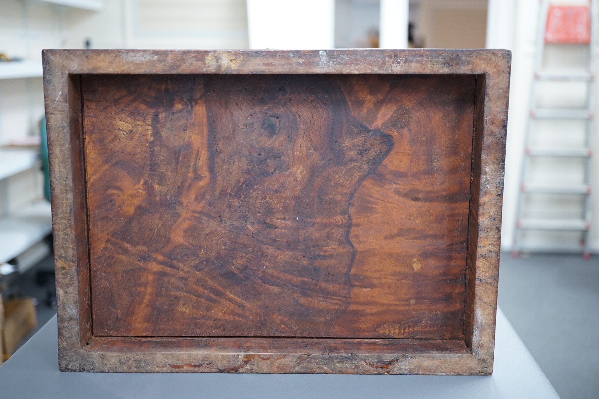 A Chinese burrwood scholar's cabinet, 19th century